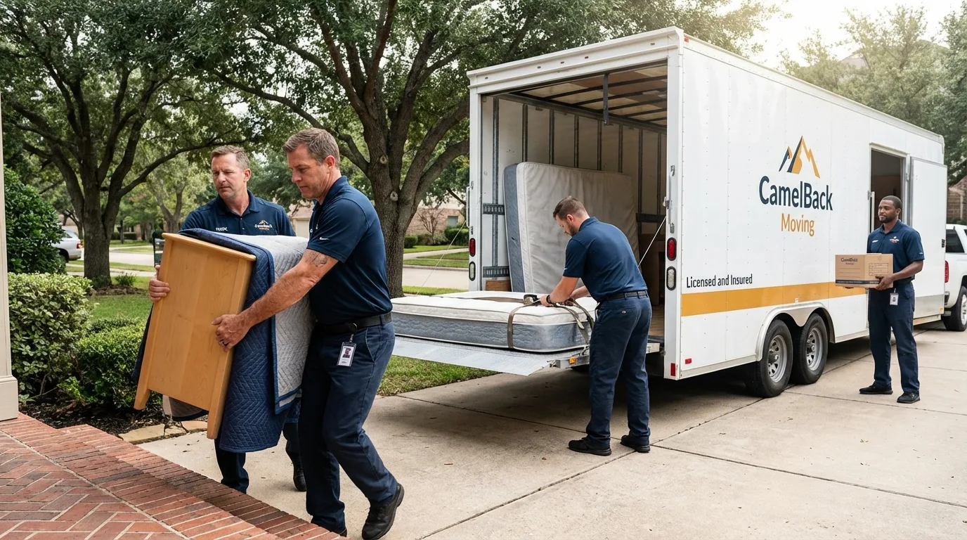 Crew loading residential truck for cross-state move from Valley Park, MO