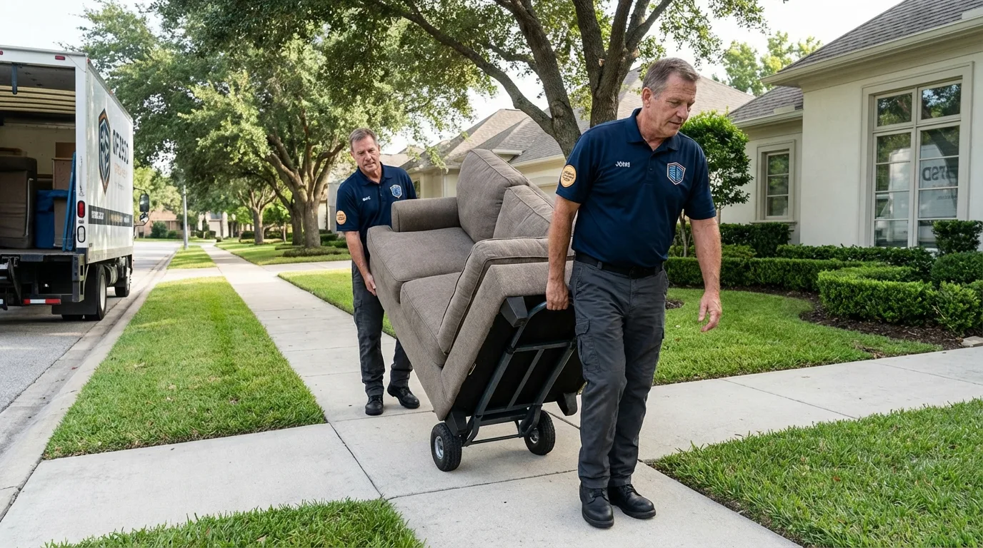Local residential moving crew loading furniture in Valley Park, MO